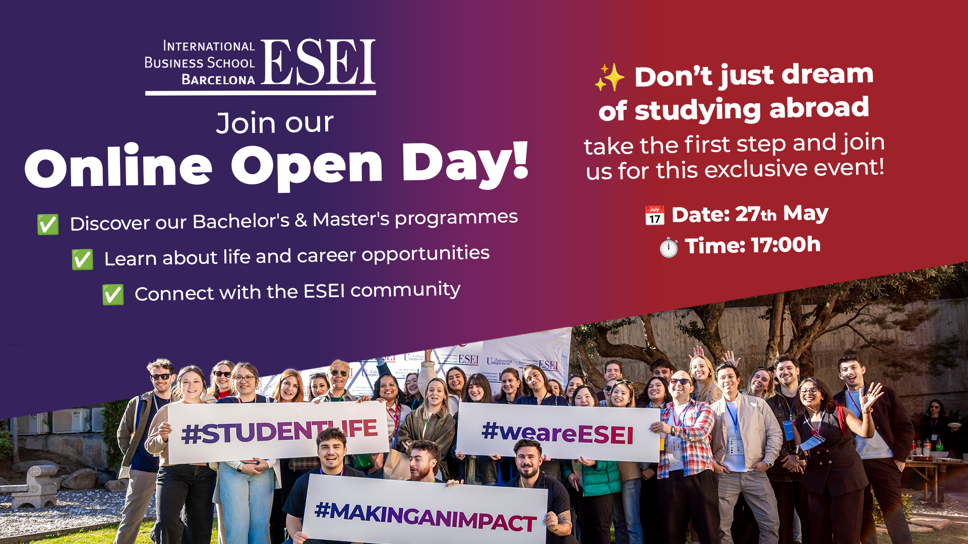 Open Day 27 May